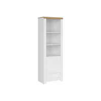 REGAL DAMINO mit Türen und Schublade, weiß - Eiche Wotan/Weiß, Holz (68/202/42cm) - KONSIMO®