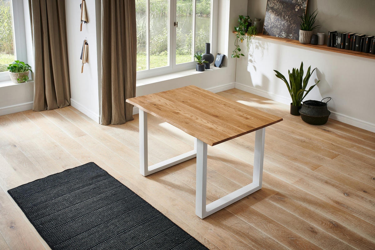 TISCHPLATTE SESSA - Beige/Schwarz, Holz/Metall (80/120/3cm) - SAM