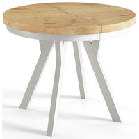 ESSZIMMERTISCH EVO, ausziehbarer Tisch 100 cm bis 200 cm, Farbe: LANCELOT, mit Holzbeinen in Farbe Weiß - Beige/Weiß, Holzwerkstoff (100/100/77cm) - Alpi-Möbel