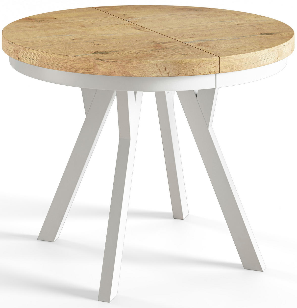 ESSZIMMERTISCH EVO, ausziehbarer Tisch 100 cm bis 200 cm, Farbe: LANCELOT, mit Holzbeinen in Farbe Weiß - Beige/Weiß, Holzwerkstoff (100/100/77cm) - Alpi-Möbel