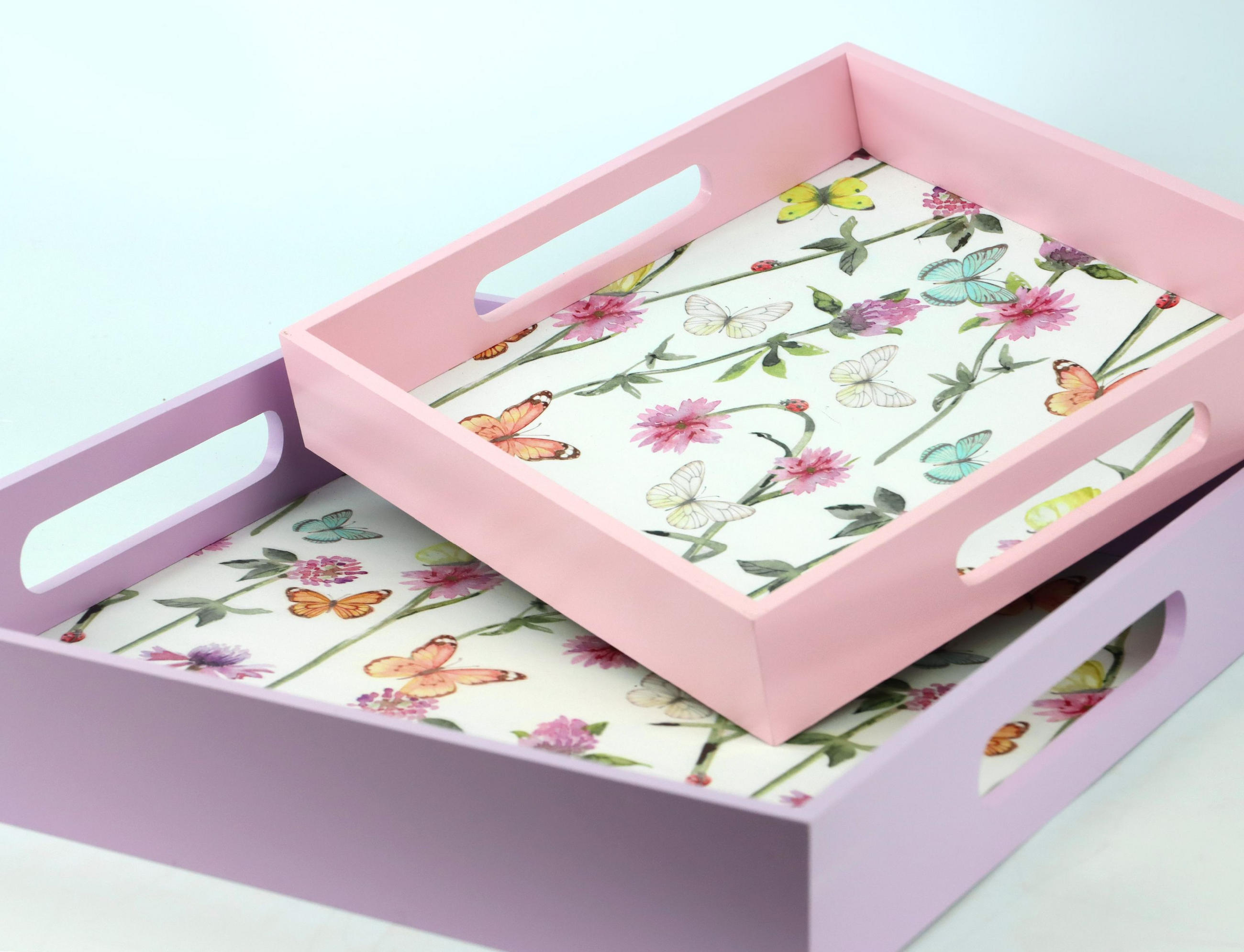 TABLETTS Butterfly Holz 2er-Set - Multicolor, Holz (5cm) - FURNARO