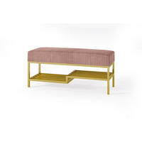 SITZBANK Mello 80 Rosa, Goldfarbene Beine, Cordstoff Bank mit Ablage - Goldfarben/Rosa, Holzwerkstoff/Textil (80/45/35cm) - Bettso