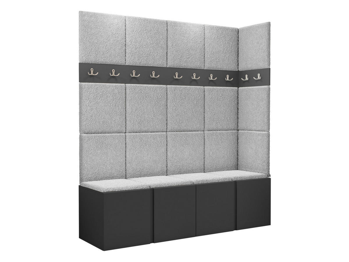 GARDEROBEN-SET Orion II - Hellgrau/Graphitfarben, Holzwerkstoff/Kunststoff (168/186/46cm) - MIRJAN24