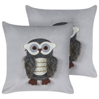 DEKOKISSEN 2er-Set Grau 45/45 cm Ophrys - Grau, Textil (45/45cm) - Beliani