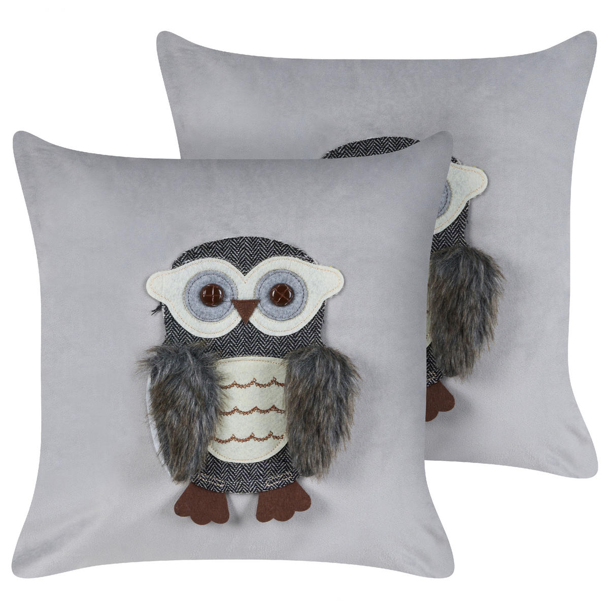 DEKOKISSEN 2er-Set Grau 45/45 cm Ophrys - Grau, Textil (45/45cm) - Beliani