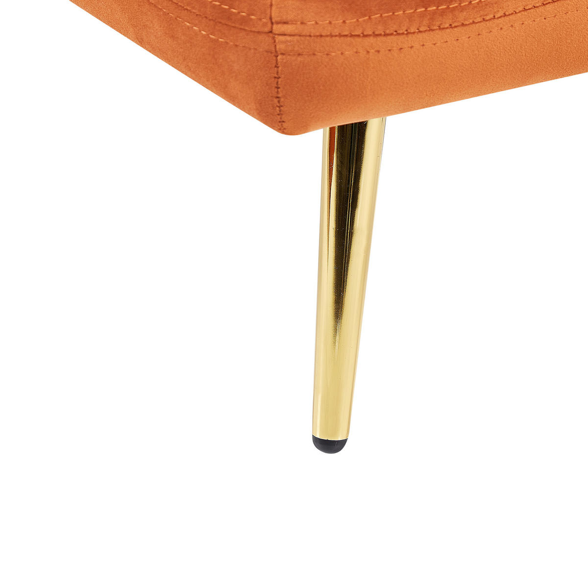ČALOUNĚNÉ LEHÁTKO CHAISE LONGUE PRAVOSTRANNÉ Sametová látka Oranžové Gonesse - pomerančová/zlatá, textil (160/72/79cm) - Beliani