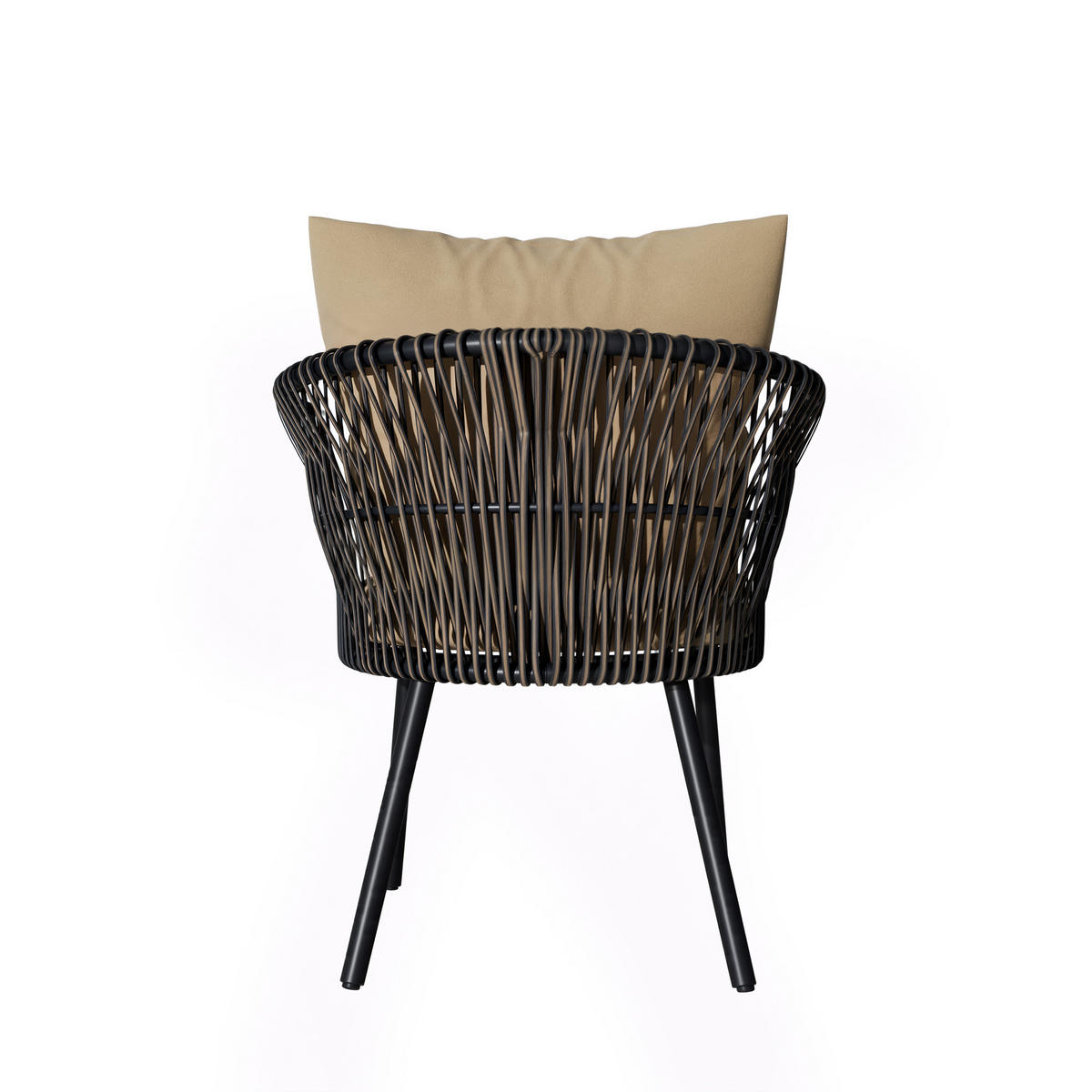 GARTENSETS aus Eisen/Rattan 150x75x75cm Natural mit 6 Stühlen & Sitzkissen - Naturfarben, Metall - Modfu