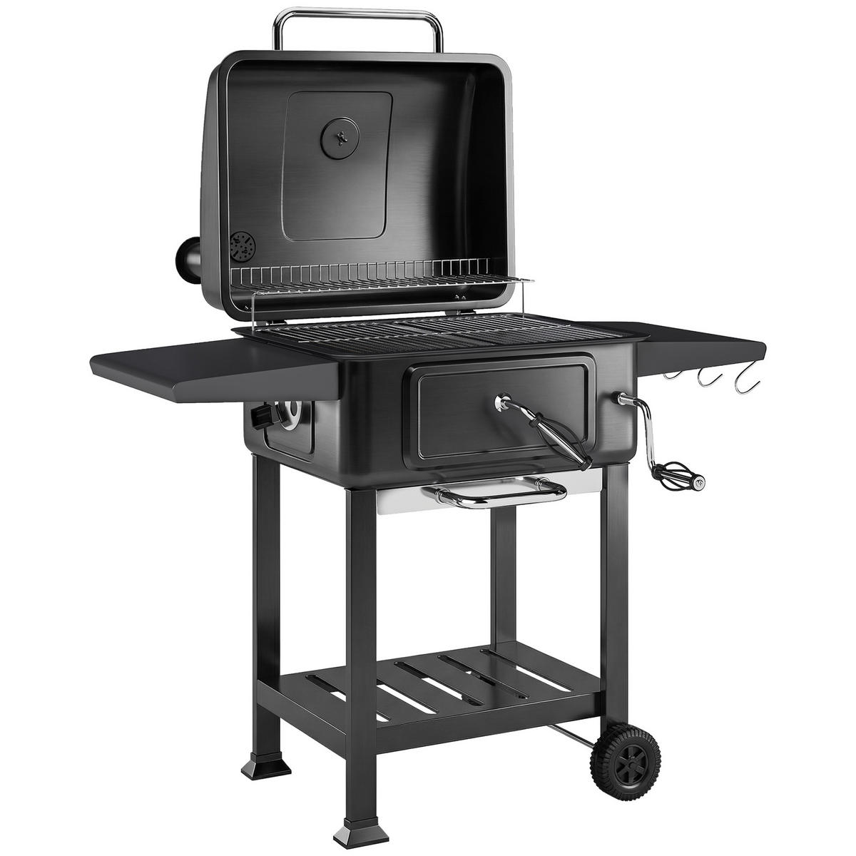 HOLZKOHLEGRILL DE-10297 - Schwarz, Metall (65/115/112cm) - ComfortXL