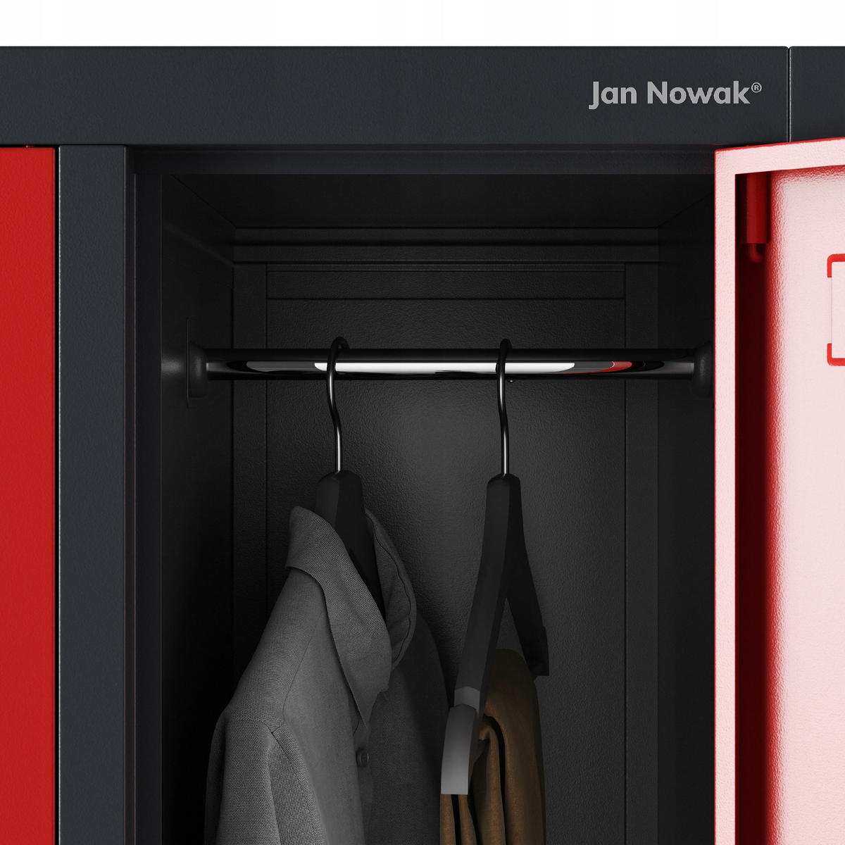 SCHLIESSFACHSCHRANK Bartek - Anthrazit/Rot, Metall (136/172/45cm) - Jan Nowak