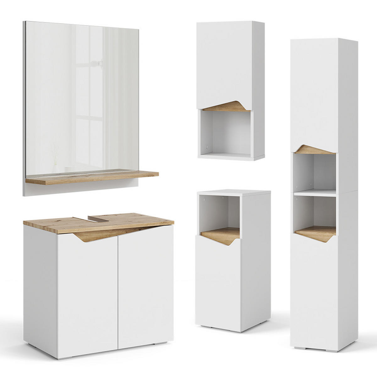 BADSCHRANK Marelle Weiß 30 x 67 cm mit Tür und offenem Fach - Weiß, Holzwerkstoff (30/67/17cm) - Vicco