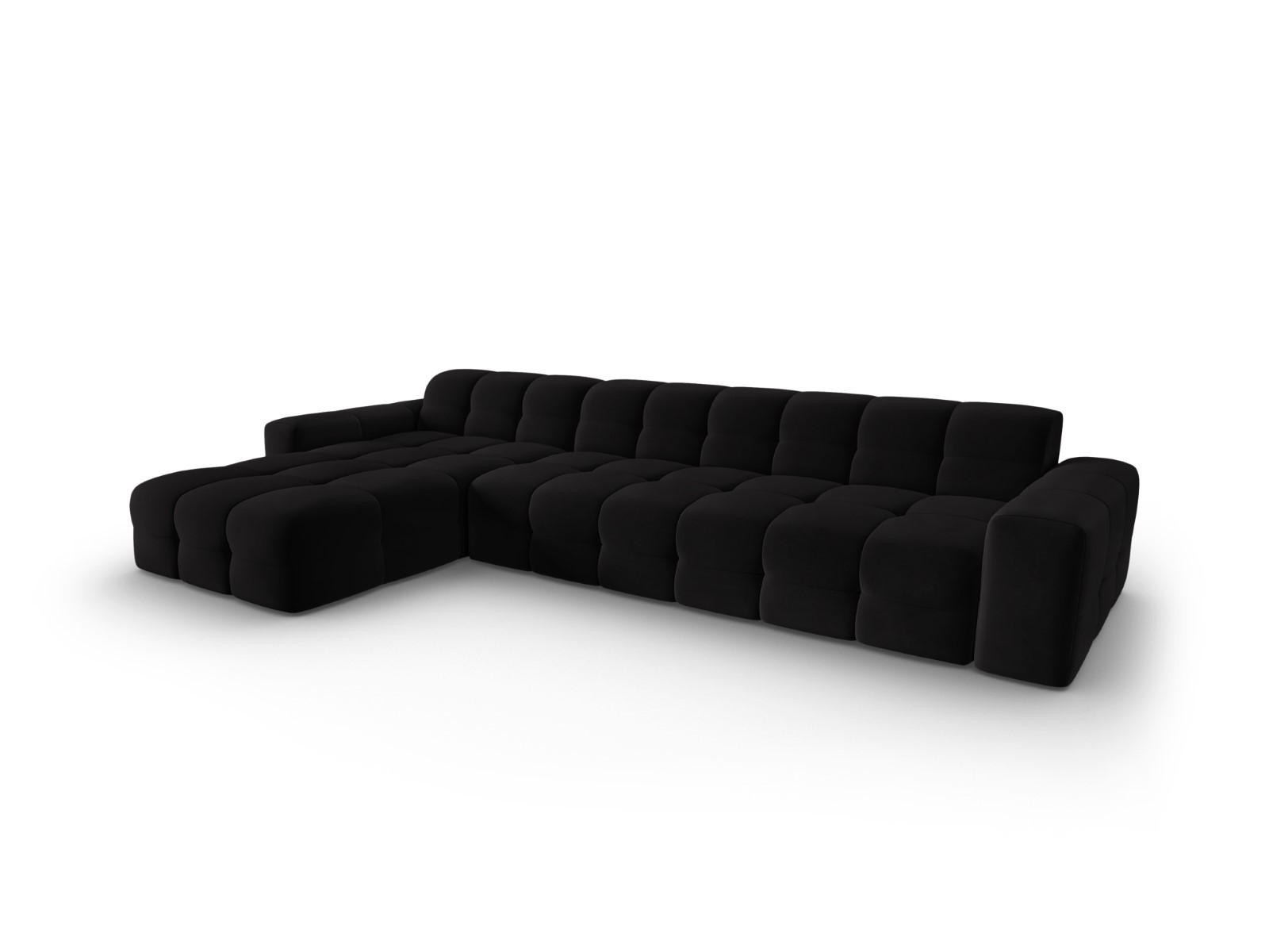 ECKSOFA links Kendal aus Samt schwarz 5 Sitzplätze - Schwarz, Textil (173/357cm) - Micadoni