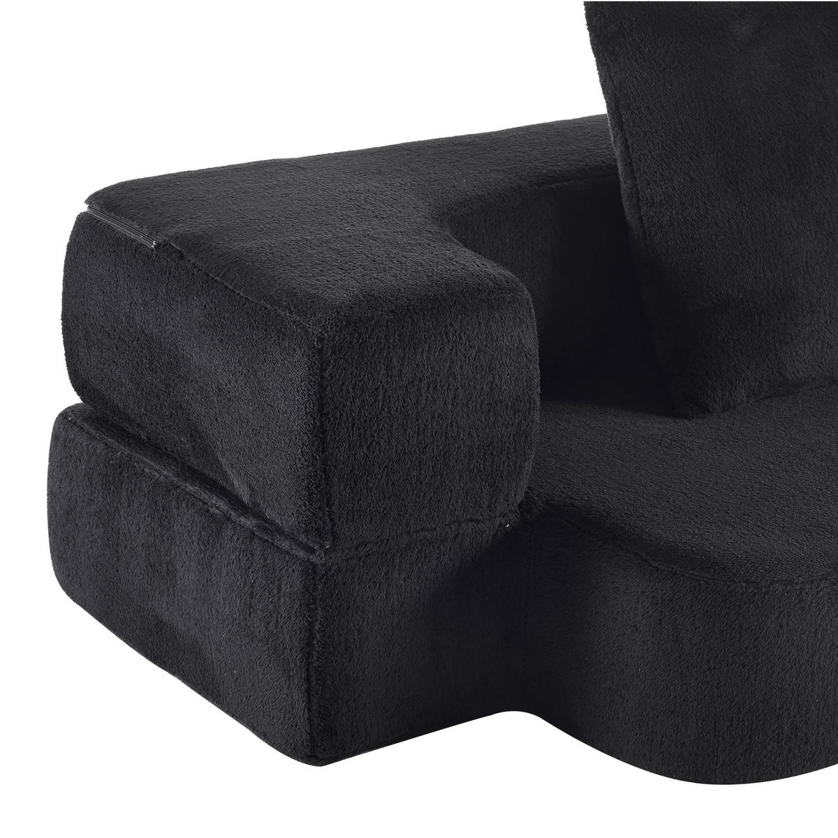 2-SITZER SCHLAFSOFA Stoff Schwarz klappbar mit Kissen - Schwarz, Textil (190/48/104cm) - WISHDOR