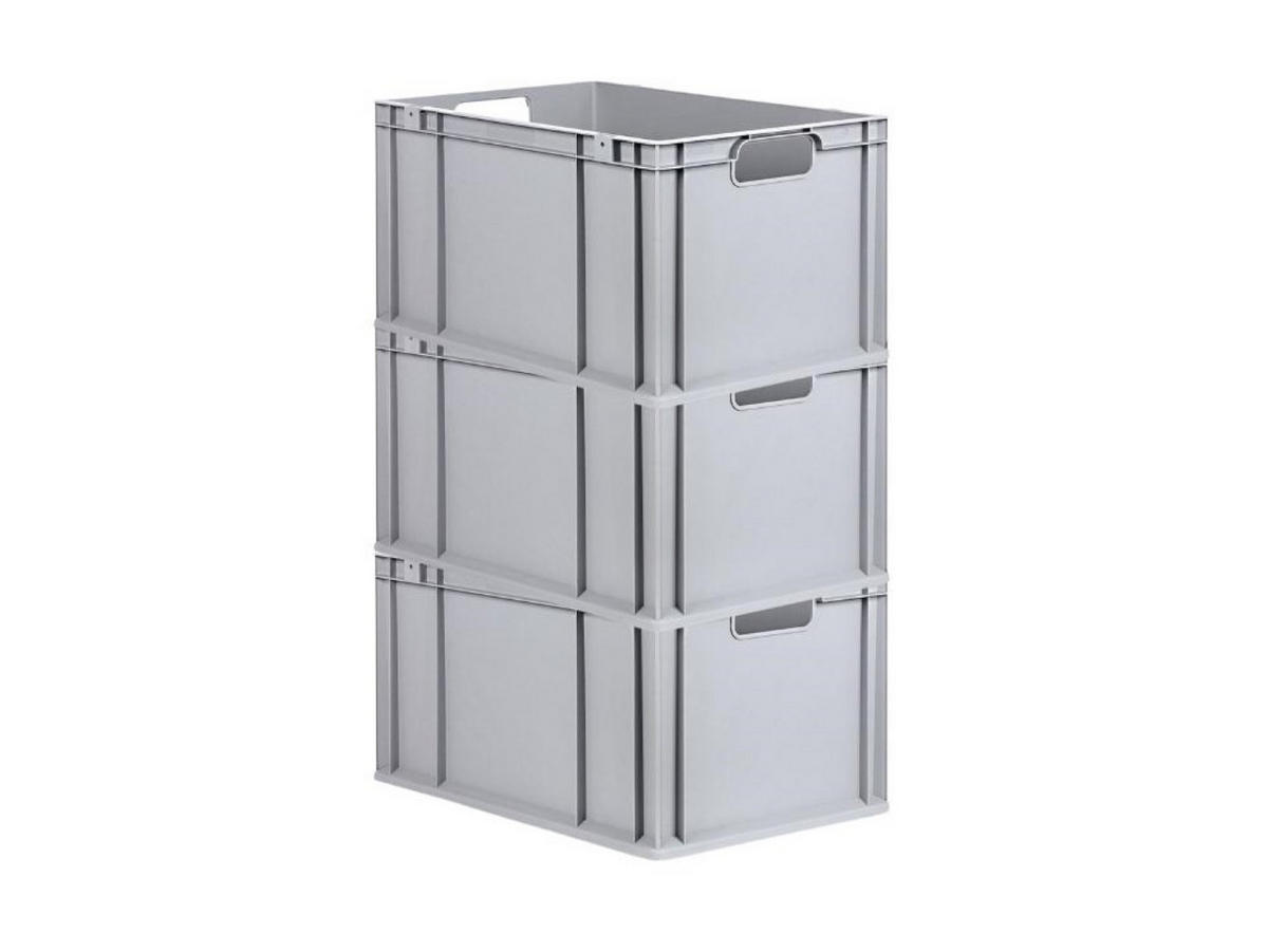 EUROBOX 3x Nextgen Economy Griffe Offen 32x40x60cm 65 Liter - Grau, Kunststoff (40/32/60cm) - PROREGAL