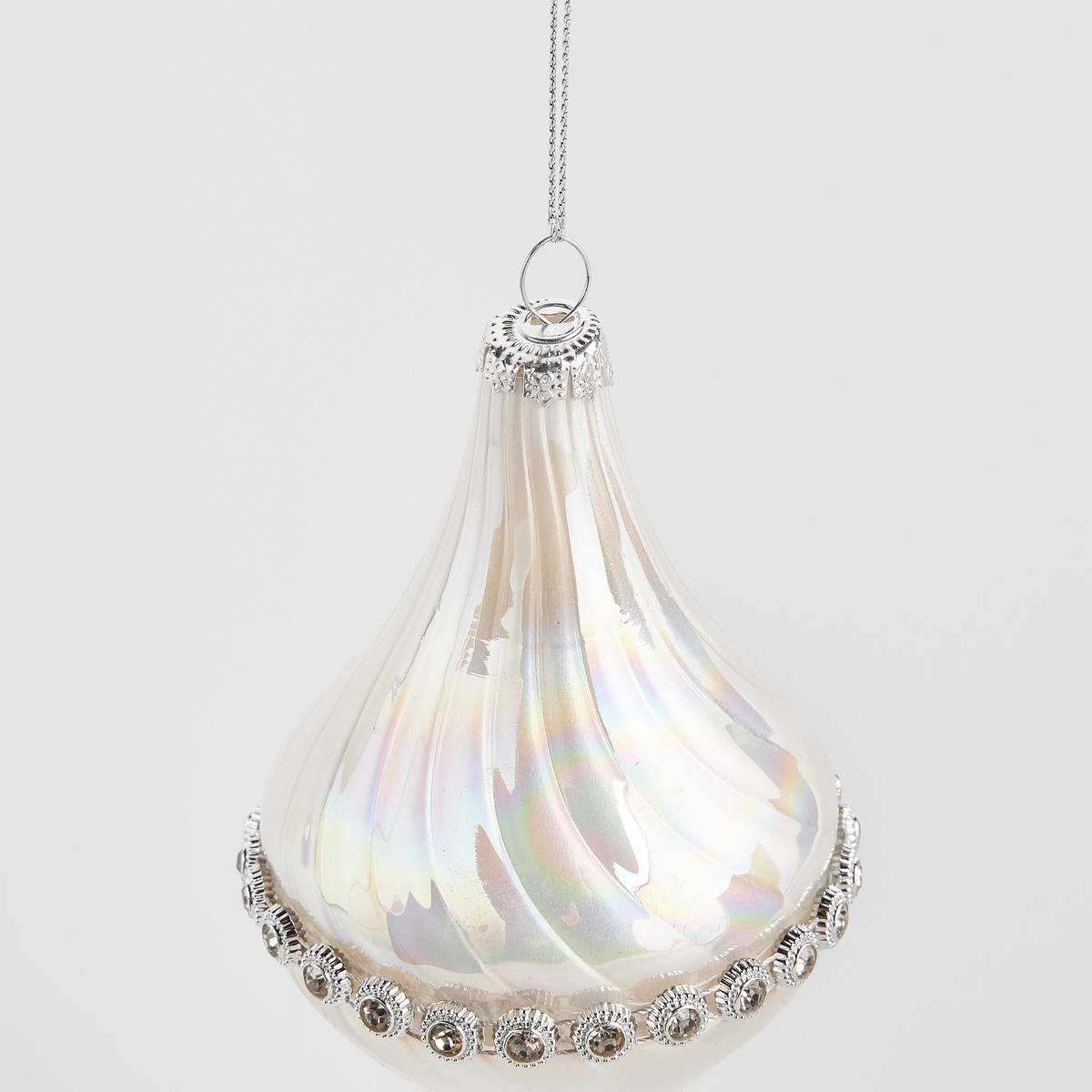 GLASKUGEL Adel, weiß, 13 x 7 cm, Dekorative Weihnachtsdeko - Weiß, Glas (7/13/7cm) - home&you