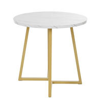 ESSTISCH 80/75 cm Weiß aus MDF und Metall mit Marmormuster - Weiß, Holzwerkstoff (80/80/75cm) - OKMYHOME