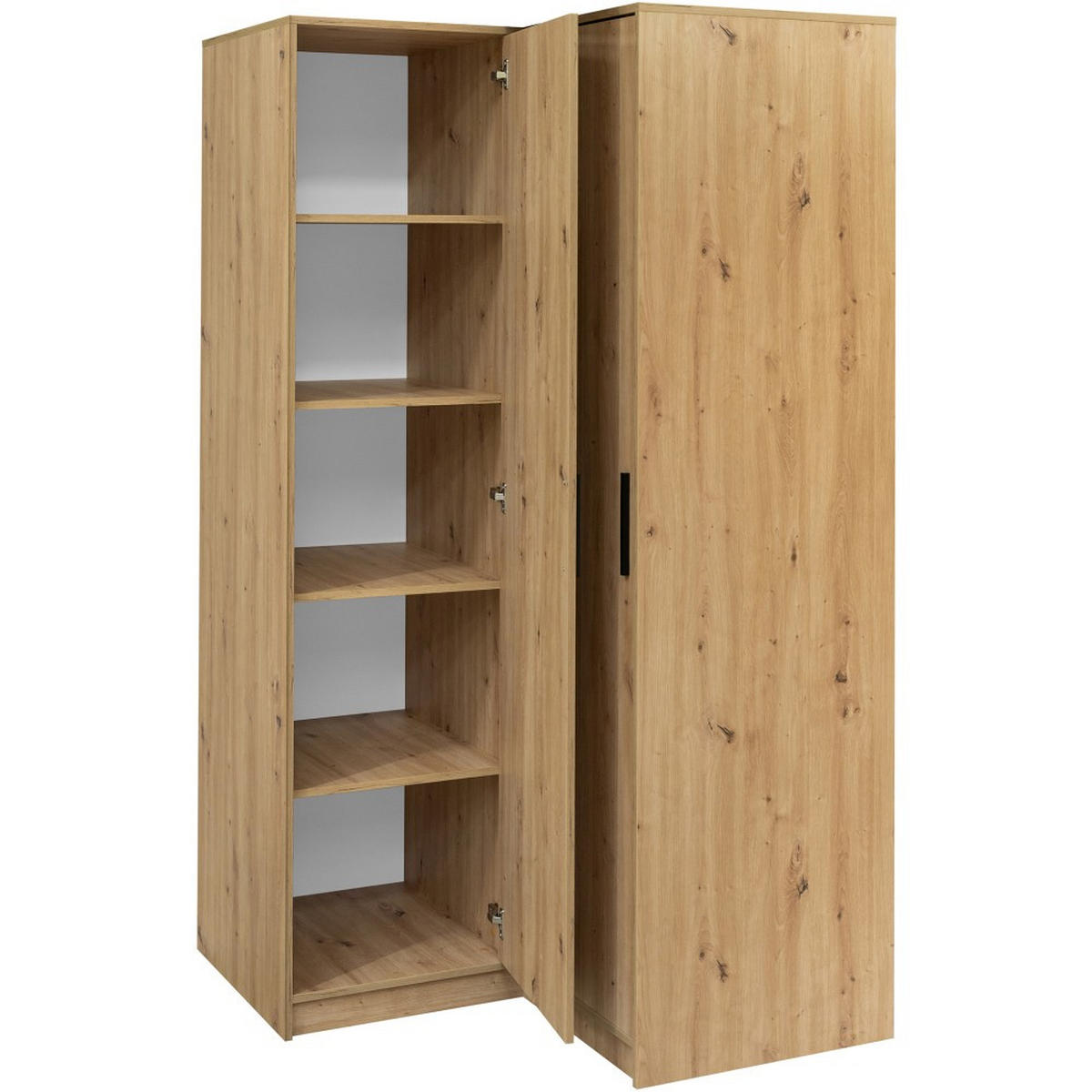 ECKSCHRANK Kavo, Eckdrehtürenschrank mit 2 Türen, Eiche Artisan - Eiche Artisan, Holzwerkstoff (108.5/200/106.5cm) - Beautysofa