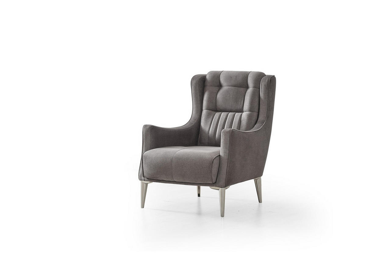 SITZGARNITUR Arica, Grau Stellvariante 3+3+1 - Grau, Holzwerkstoff/Kunststoff (240/80/95cm)