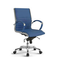 DREHSTUHL Montreal Echtleder Blau – ergonomisch, 150 kg belastbar, Sitzhöhe 46-54cm - Blau, Leder/Metall (60/97/60cm) - Versee
