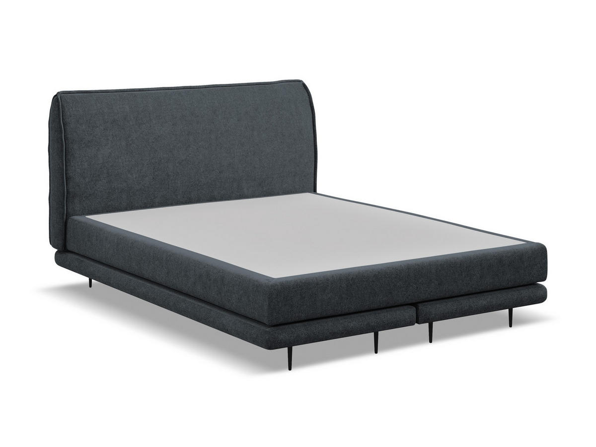 POLSTERBETT Doppelbett mit Matratze Bouclé Stoff Grau - Dunkelgrau/Schwarz, Textil/Metall (140/200cm) - Makamii