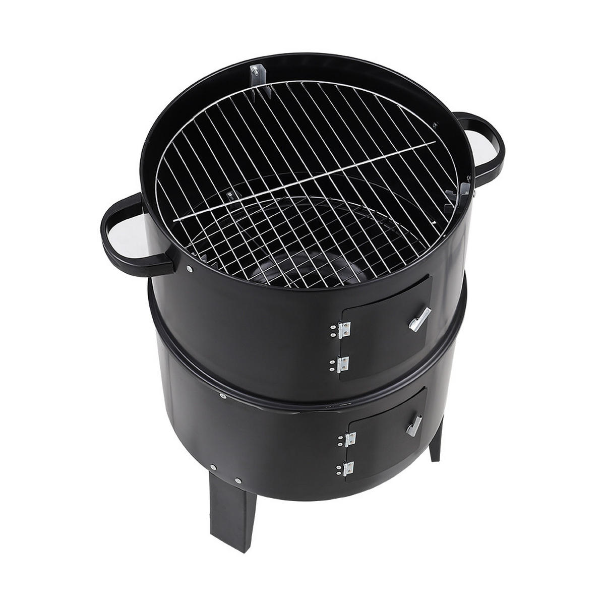 SMOKER Räuchergrill aus Stahlblech Schwarz mit 2 Prüftüren abnehmbar 40×40×80 cm - Schwarz, Metall (80/40cm) - Livingandhome