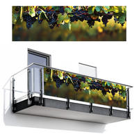 BALKON-SICHTSCHUTZ Trauben - Wein - Natur - Grün - Weinrot, Kunststoff (300/95cm) - MuchoWow