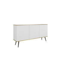 SIDEBOARD: weiß mit schwarzen Beinen, 160 x 85 x 39 - Weiß, Holzwerkstoff (160/85/39cm) - 3XE LIVING