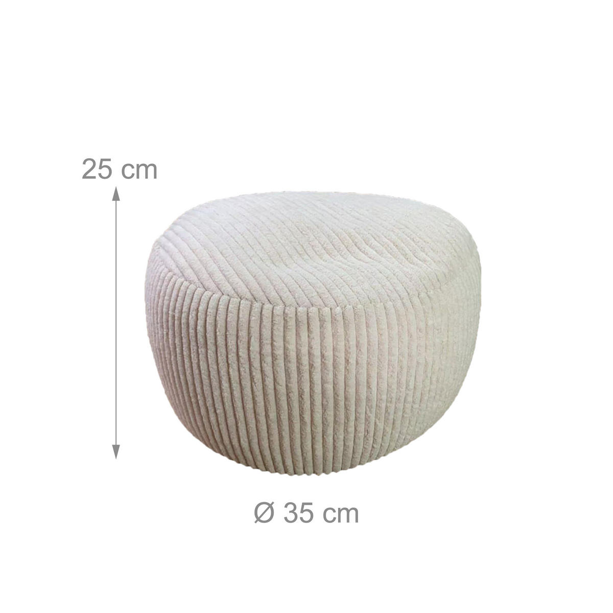 CORD-POUF - Beige, Kunststoff/Textil (35/25/35cm) - Relaxdays