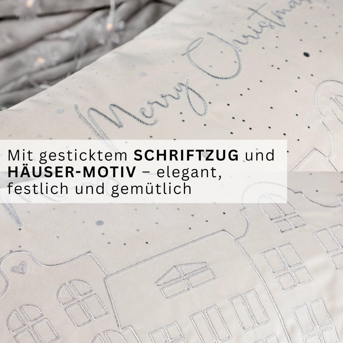ZIERKISSENHÜLLE WEIHNACHTEN TOWN - Perlmutt, Textil (60/40cm) - Esprit