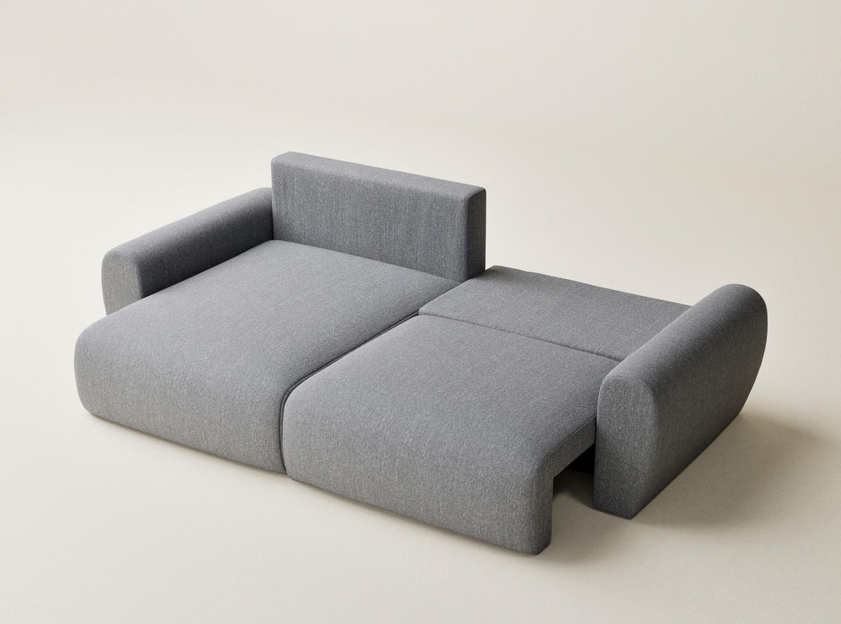 ECKSOFA MIT SCHLAFFUNKTION Numba Grau Webstoff - Schwarz/Grau, Holz/Holzwerkstoff (253/153cm) - Maison de Reve