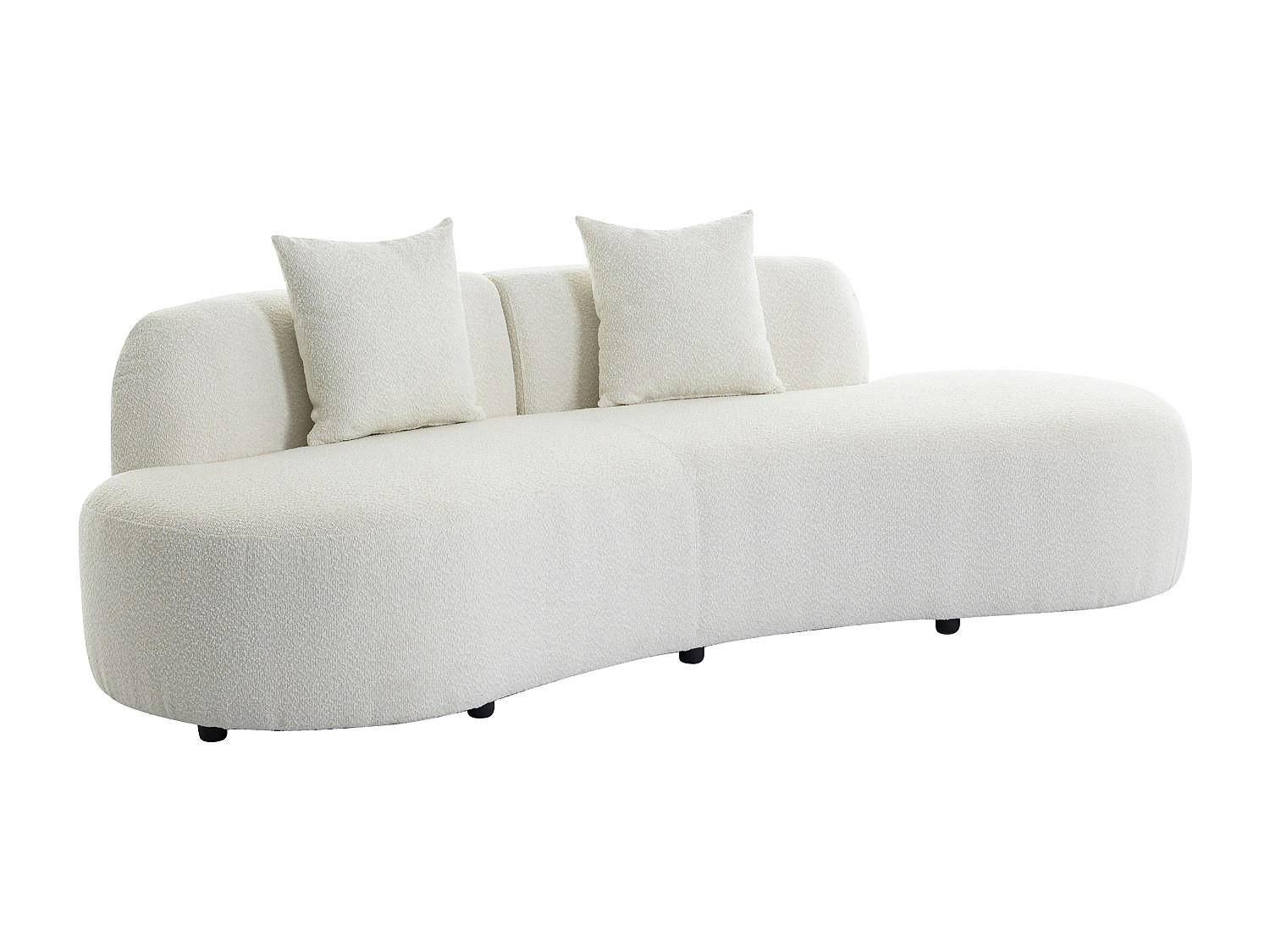 SOFA 3-Sitzer - Bouclé-Stoff - Weiß - BASILIANA - Weiß, Textil (230/76/80cm) - Vente-Unique