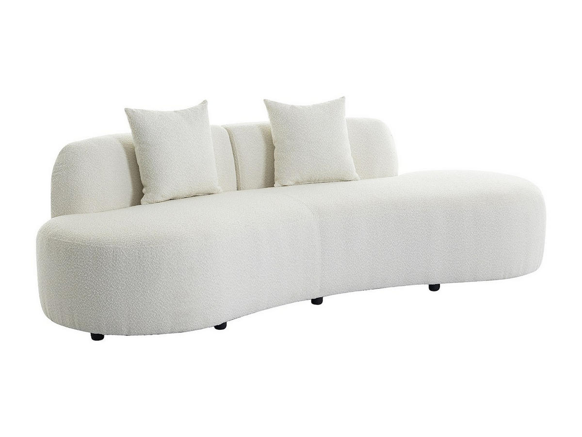 SOFA 3-Sitzer - Bouclé-Stoff - Weiß - BASILIANA - Weiß, Textil (230/76/80cm) - Vente-Unique