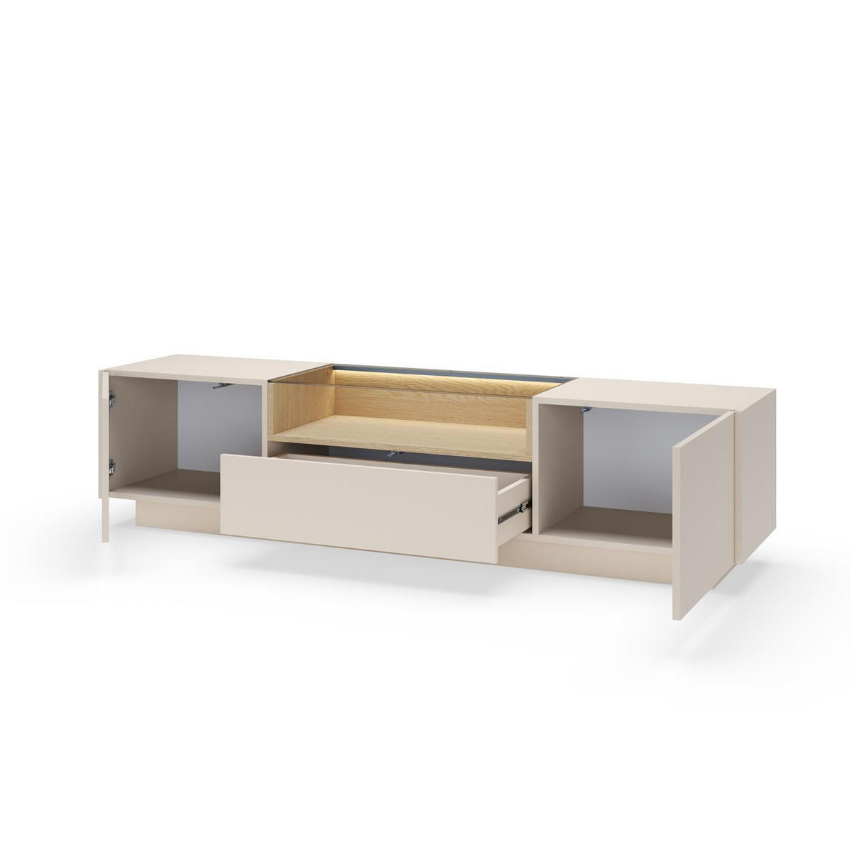 RTV-SCHRANK Kiro Beige 176, Lowboard mit LED - Beige, Holzwerkstoff (176/43/40cm) - Bettso