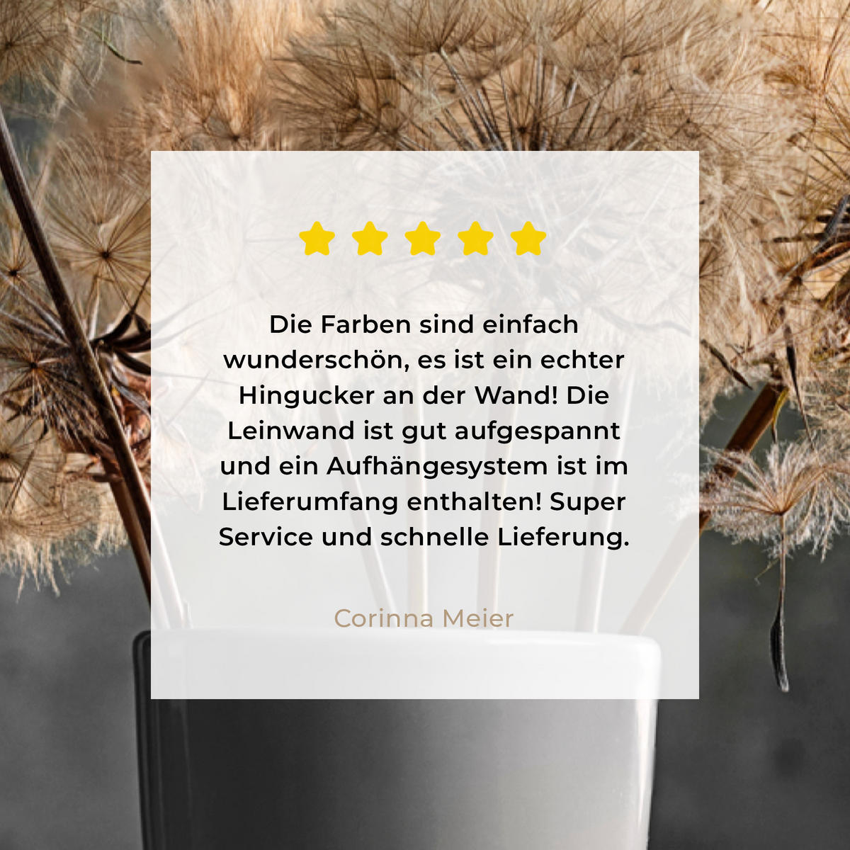 LEINWANDBILD Blumensamen - Löwenzahn - Vase - Stilleben - Blumenstrauß 90x140 cm - Dunkelgrau, Textil (90/140cm) - MuchoWow