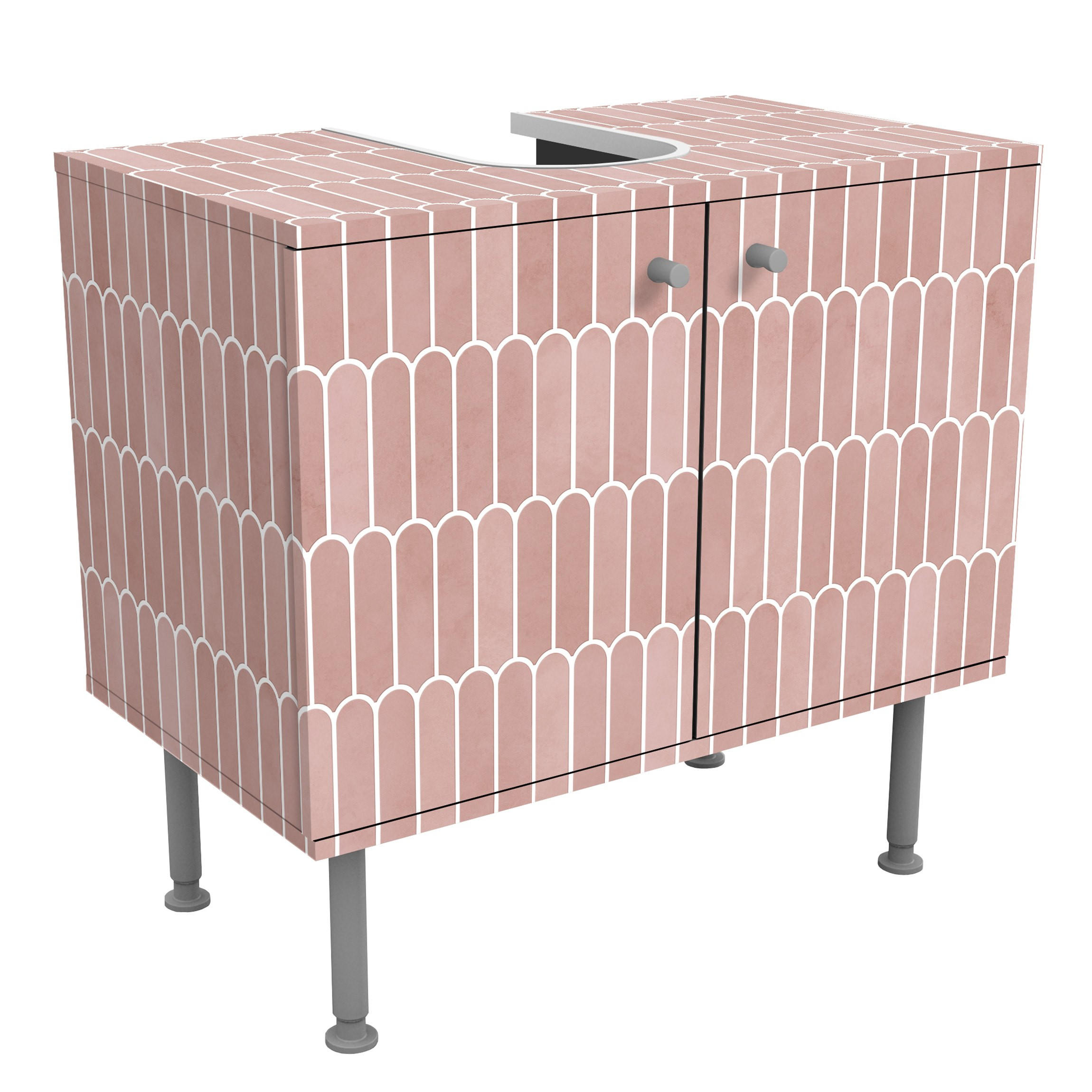 WASCHBECKENUNTERSCHRANK Fischschuppen Fliesen Rosa 60/55/35 cm - Rosa, Holzwerkstoff (60/55/35cm) - Bilderwelten