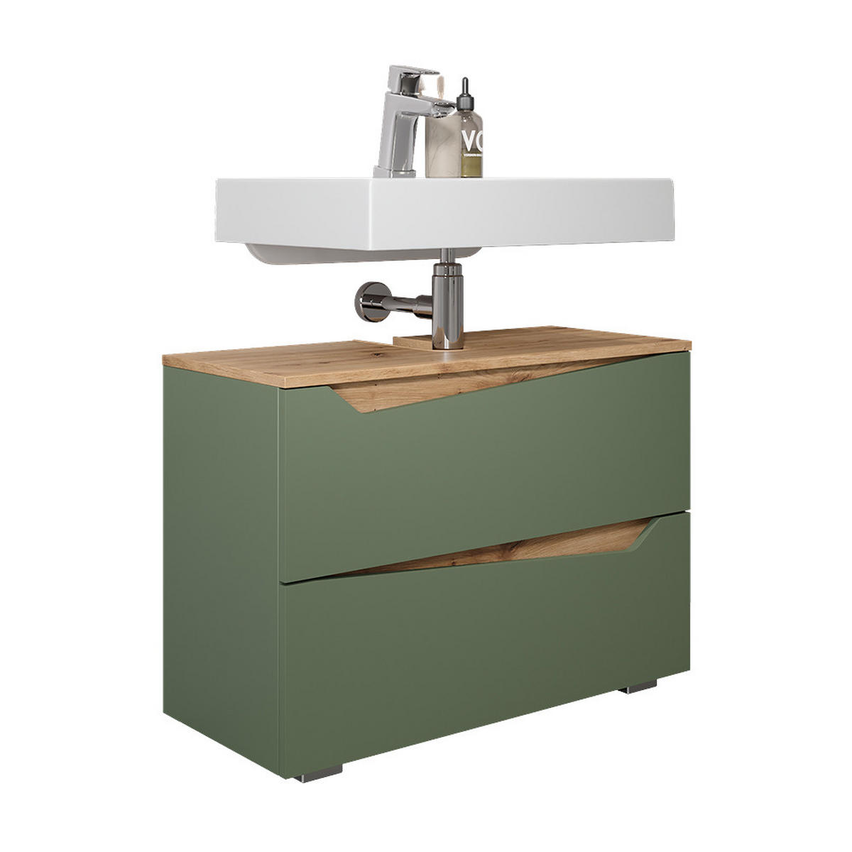 WASCHBECKENUNTERSCHRANK Marelle Grün/Artisan 80 x 57.5 cm mit 2 Schubladen - Grün, Holzwerkstoff (80/57.5/35cm) - Vicco