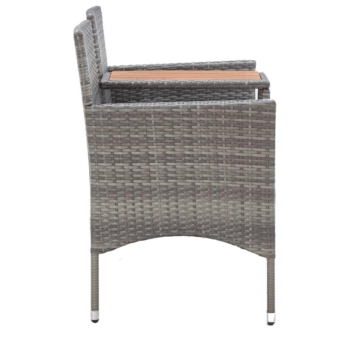 2-SITZER-GARTENBANK mit Teetisch 143 cm Poly Rattan Grau - Grau, Kunststoff (143/88/65cm) - furnicato