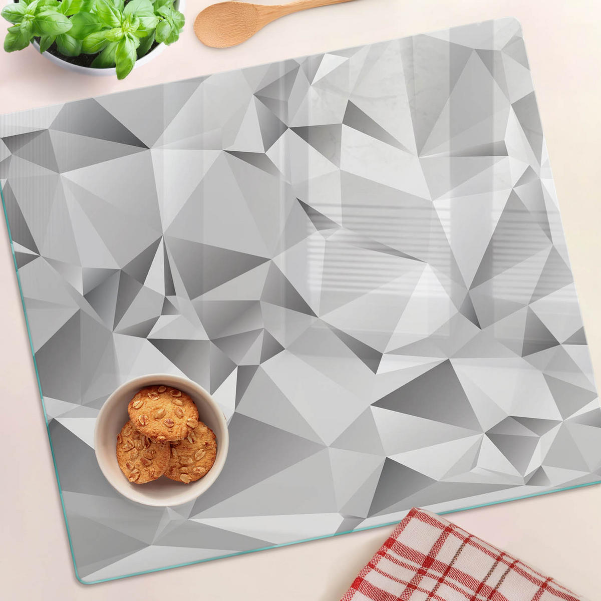 GLASPLATTE 60x52 cm 3D - Grau, Glas (60/0.4/52cm) - TULUP