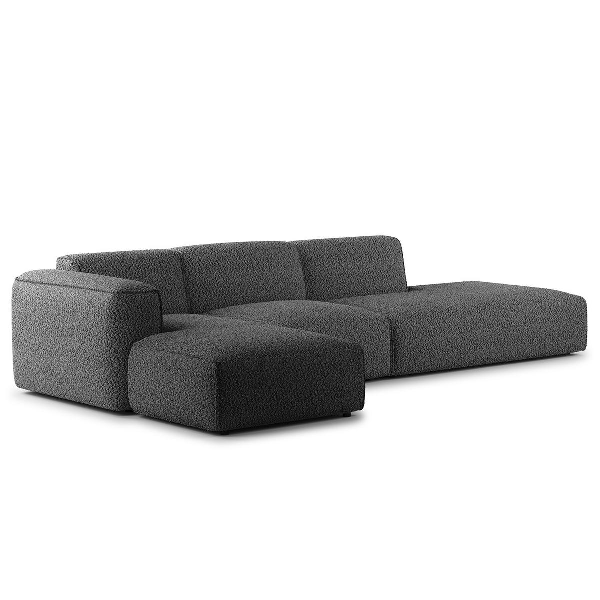 ECKSOFA mit Chaiselongue - Anthrazit/Schwarz, Kunststoff/Textil (290/173cm) - home24