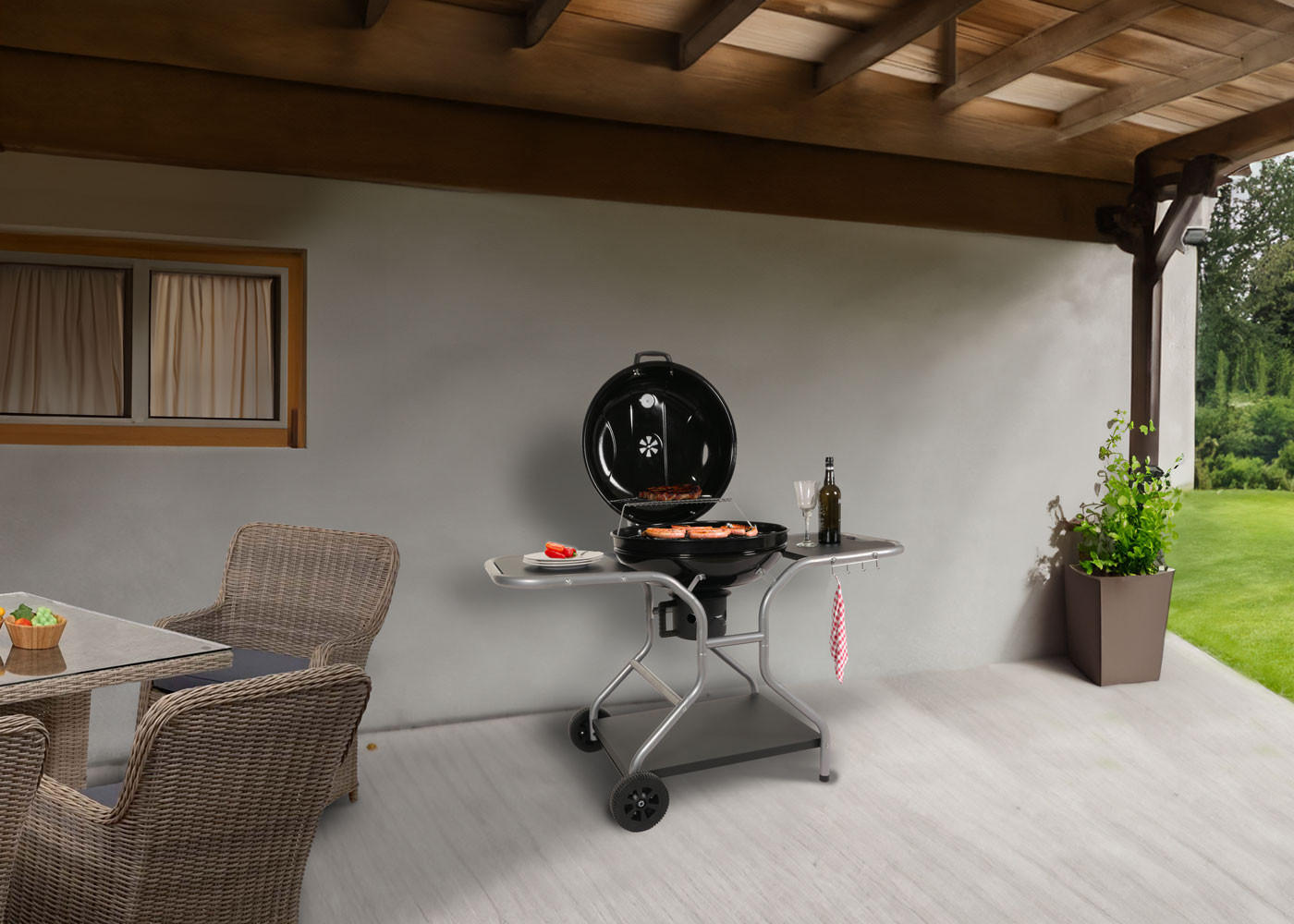GRILLWAGEN Schwarz - Schwarz, Metall (131/143/66cm) - MCW