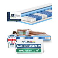 TASCHENFEDERKERNMATRATZE 1000 Federn 180/200 cm H3 - 24cm Höhe & Tencel Bezug - Weiß, Textil (180/200cm) - AM Qualitätsmatratzen