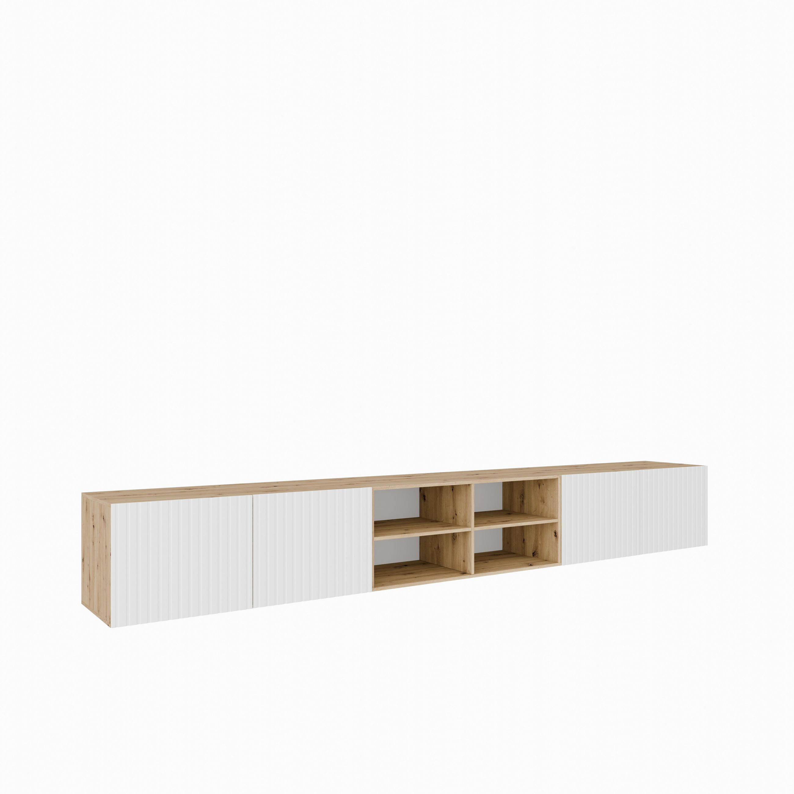 TV-SCHRANK Mio IV 300 cm, viertürig, artisan, weiß - Eiche Artisan/Weiß, Kunststoff (300/41/40cm) - Margaret Hadas24