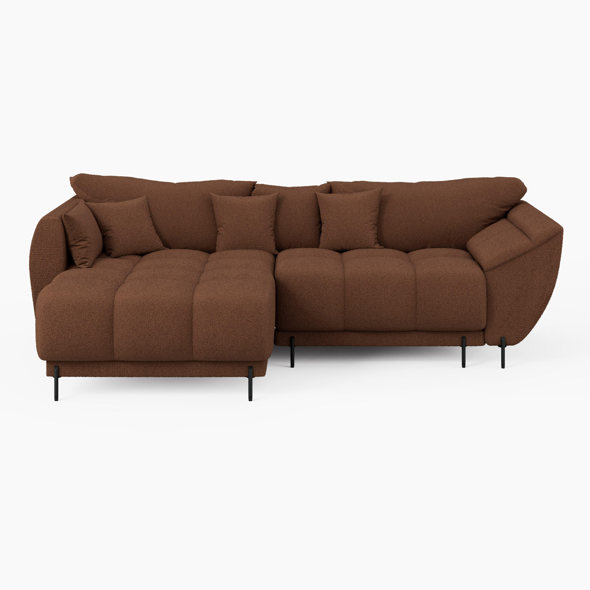 ECKSOFA LEGRO Links Kuperfarben Bouclé-Stoff L-Form Couch mit Schlaffunktion & Bettkasten - Schwarz/Kupferfarben, Holz (180/285cm) - Barchello