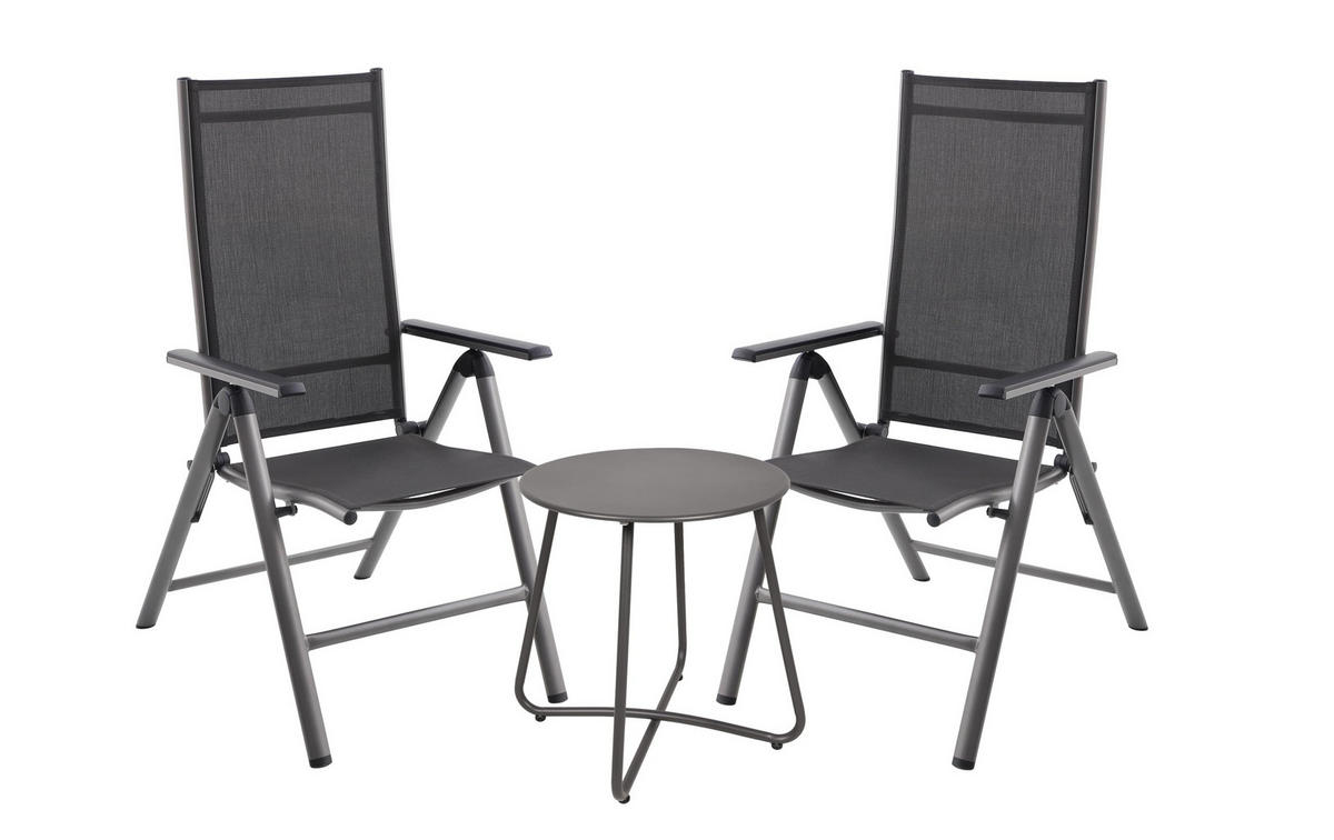 BALKONMÖBEL-SET Ines 3-teilig Balkon-Set - Schwarz, Kunststoff - DELUKE