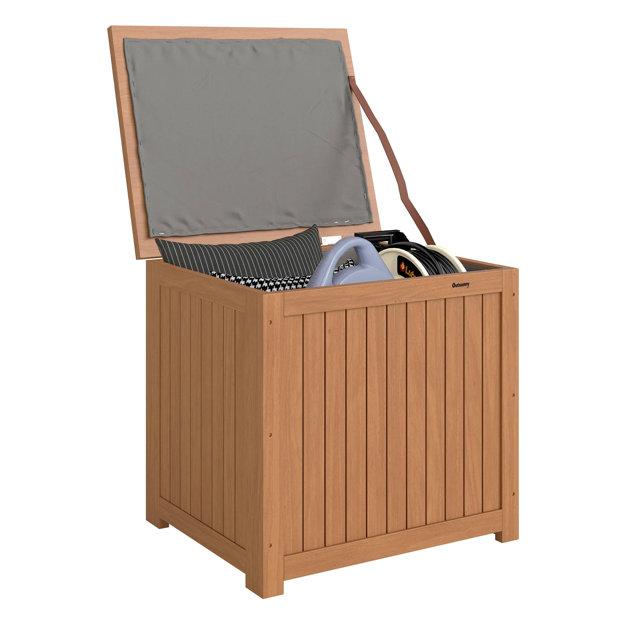 AUSSEN-AUFBEWAHRUNGSBOX, Massivholz, braun - Braun, Holz (51/58.5/63cm) - Vallsero