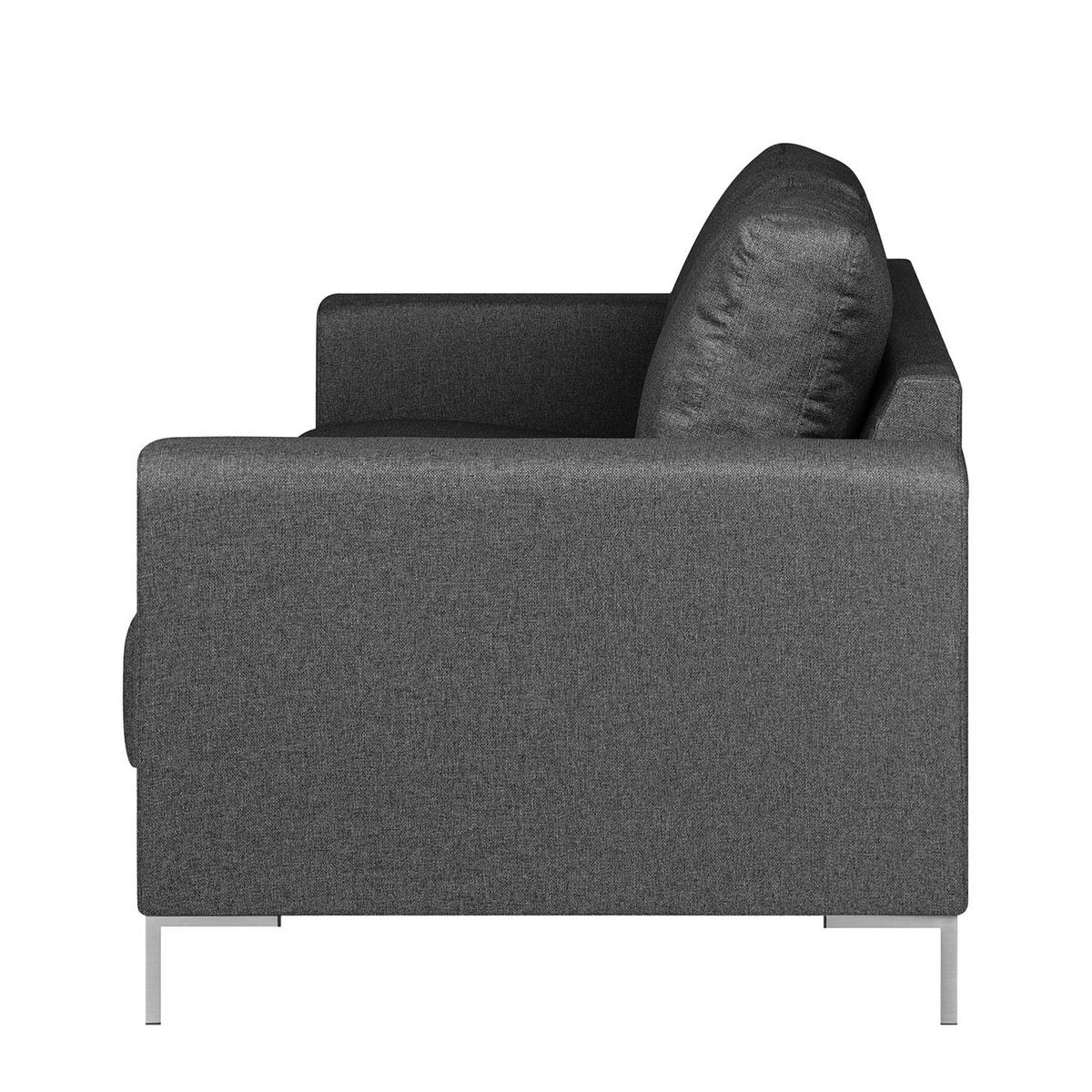 3-SITZER SOFA - Anthrazit/Silberfarben, Textil/Metall (221/82/90cm) - home24
