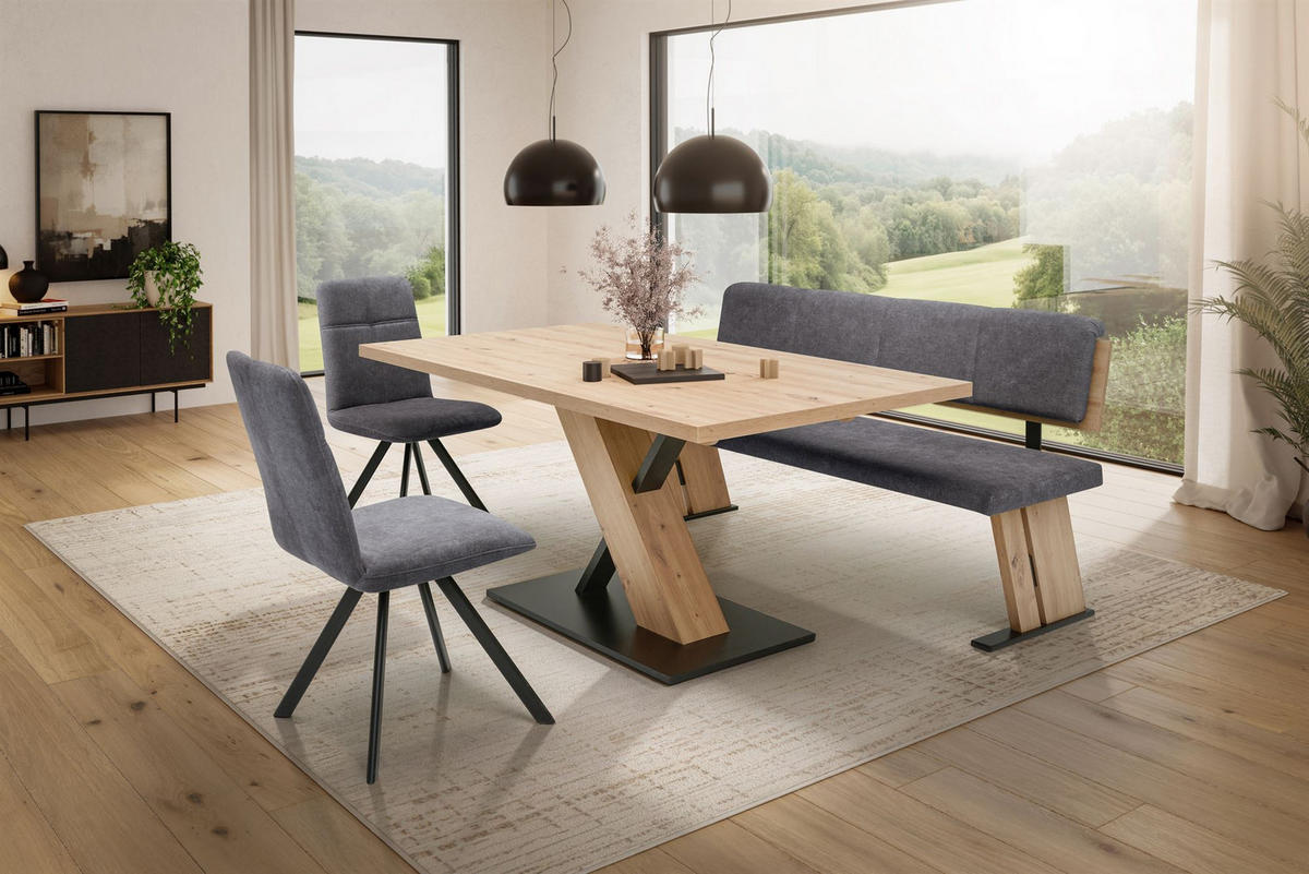 ESSGRUPPE Modern Dolorita 1 für 5 Personen Dekor Artisan Eiche/Grau - Eiche Artisan/Grau, Kunststoff (140/87/60cm) - 58aufmkessel