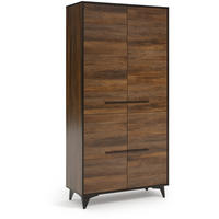 DREHTÜRENSCHRANK Felia mit 4 Türen, 90 cm - Walnussfarben/Schwarz, Holzwerkstoff (90/185/40cm) - Beautysofa