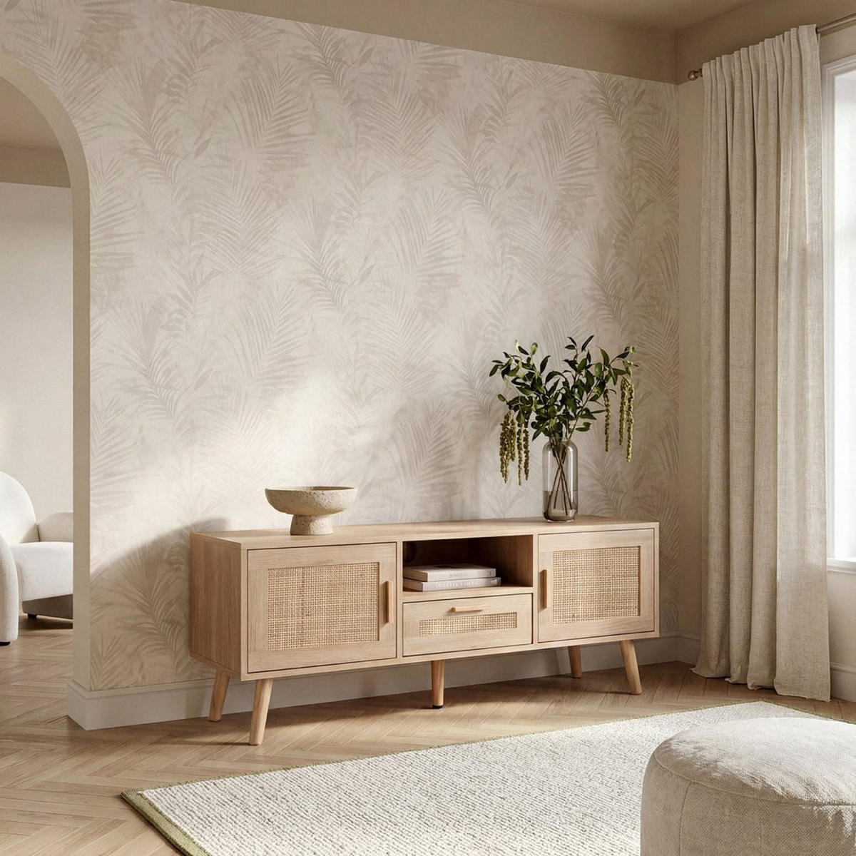 TV-ELEMENT Tahiti Natürlich 120 cm x 49 cm - Naturfarben, Holzwerkstoff (120/49/40cm) - Klast Home