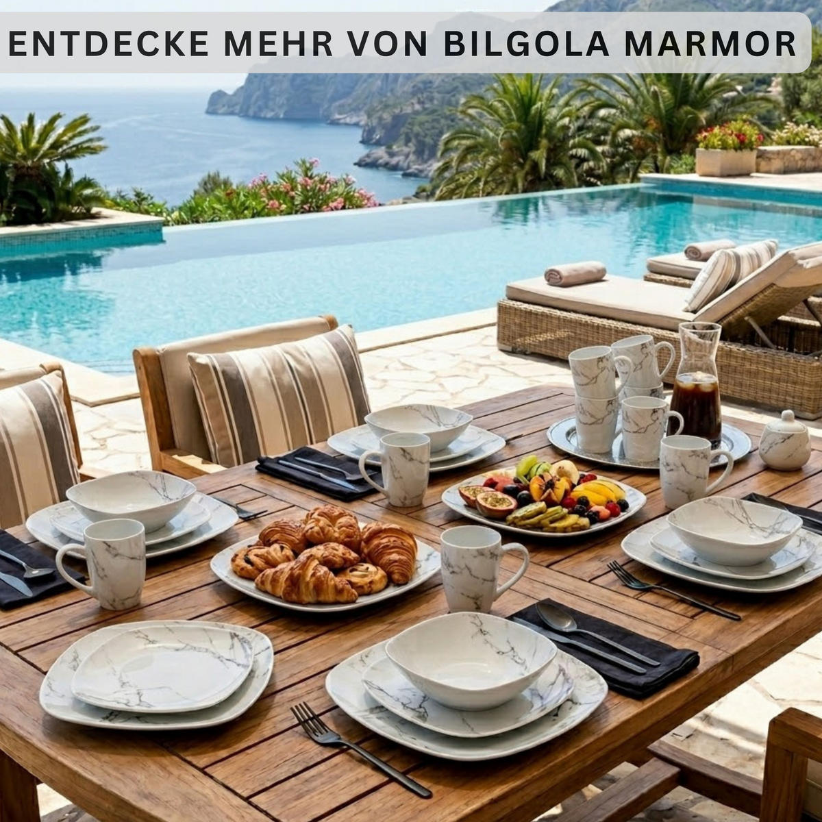 KOMBISERVICE BILGOLA MARMOR - 30 teilig aus Porzellan - Weiß, Keramik (30/29/42cm) - Sänger