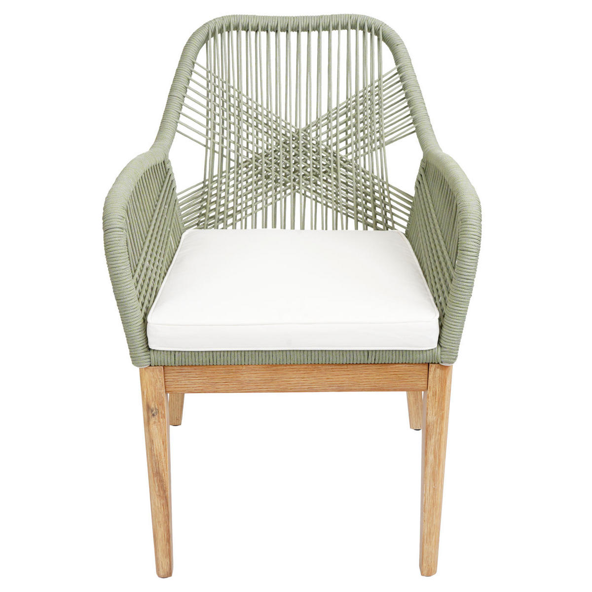 GARTENSTUHL H56B Grün, Cremeweiß - Weiß/Grün, Holz (58/85/59cm) - MCW